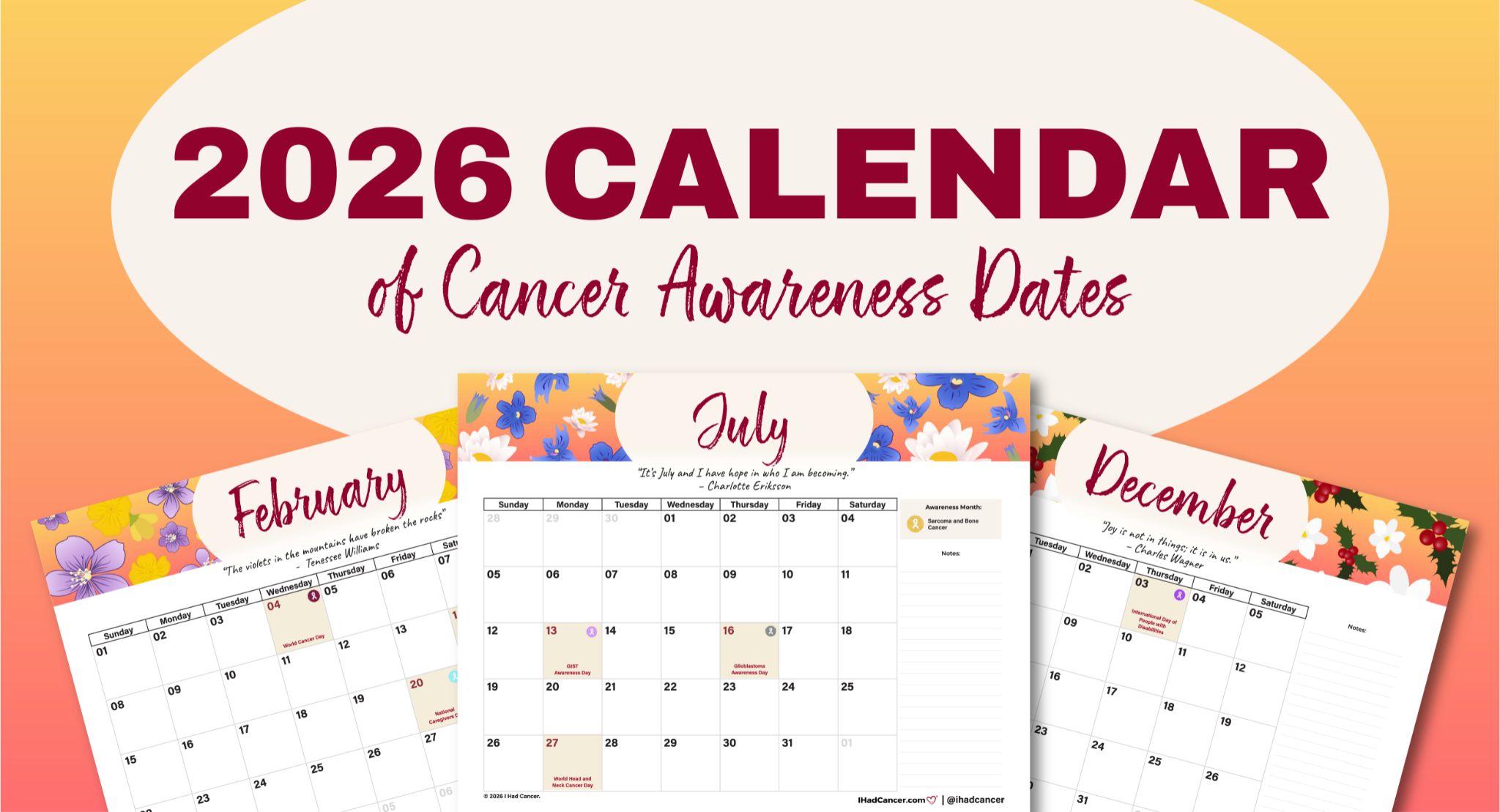 Cancer Awareness Calendar 2025